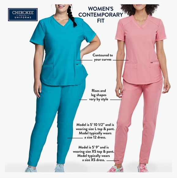 Cherokee Women's Junior Fit Mock Wrap scrub Top XXS - nu grape - Picture 3 of 5